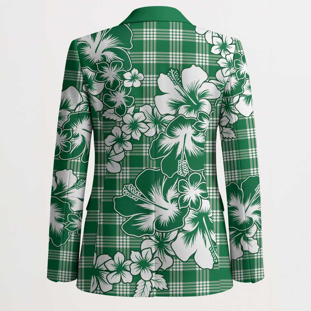 Hibiscus Pakala Emerald Green Blazer Tropical Floral Stylized - Polynesian Pride