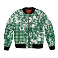 Hibiscus Pakala Emerald Green Bomber Jacket Tropical Floral Stylized - Polynesian Pride