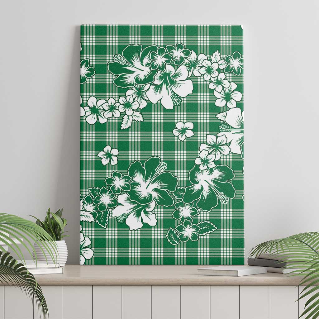 Hibiscus Pakala Emerald Green Canvas Wall Art Tropical Floral Stylized - Polynesian Pride