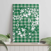 Hibiscus Pakala Emerald Green Canvas Wall Art Tropical Floral Stylized - Polynesian Pride
