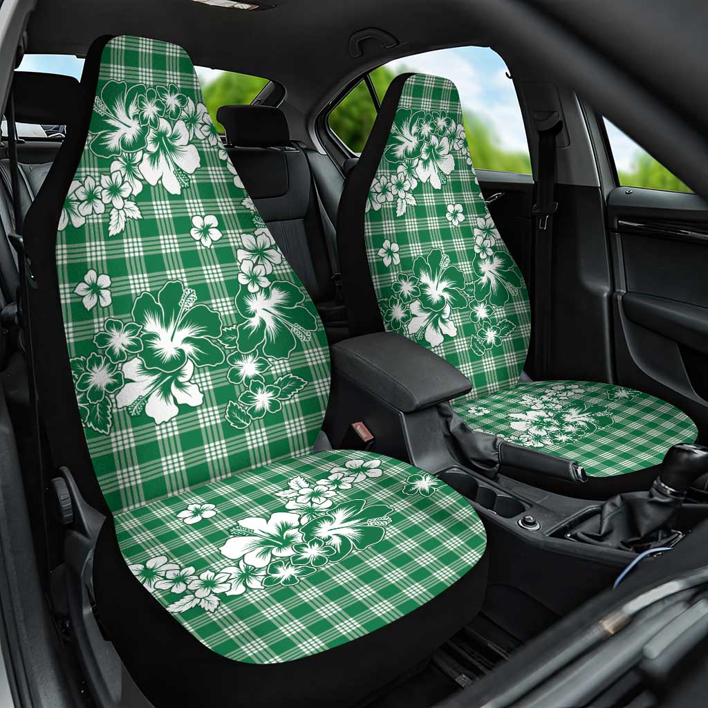 Hibiscus Pakala Emerald Green Car Seat Cover Tropical Floral Stylized - Polynesian Pride