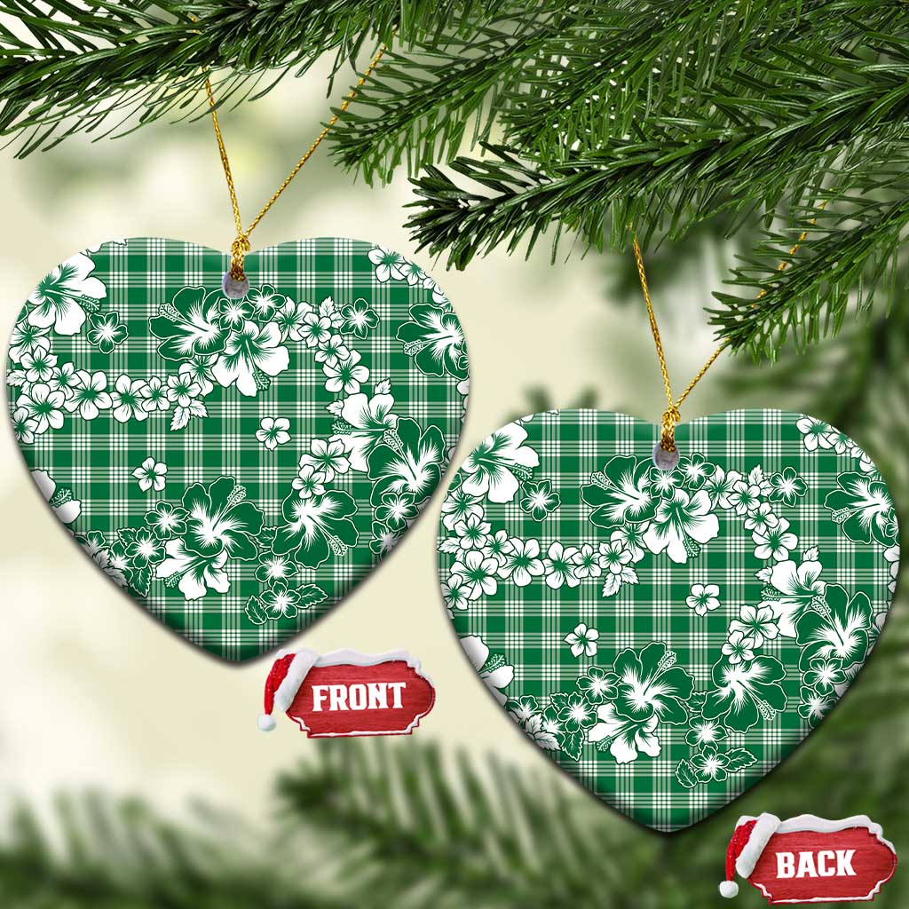 Hibiscus Pakala Emerald Green Ceramic Ornament Tropical Floral Stylized - Polynesian Pride