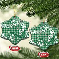 Hibiscus Pakala Emerald Green Ceramic Ornament Tropical Floral Stylized - Polynesian Pride