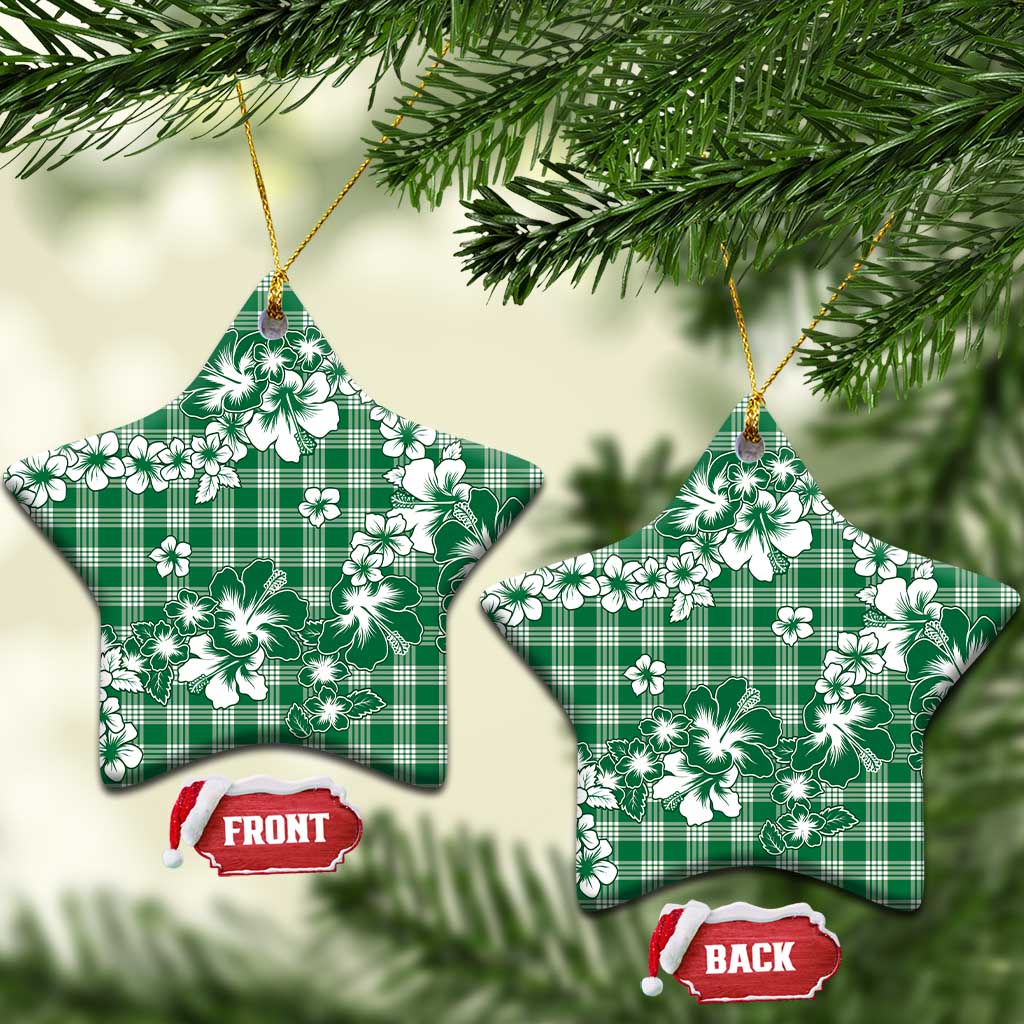 Hibiscus Pakala Emerald Green Ceramic Ornament Tropical Floral Stylized - Polynesian Pride