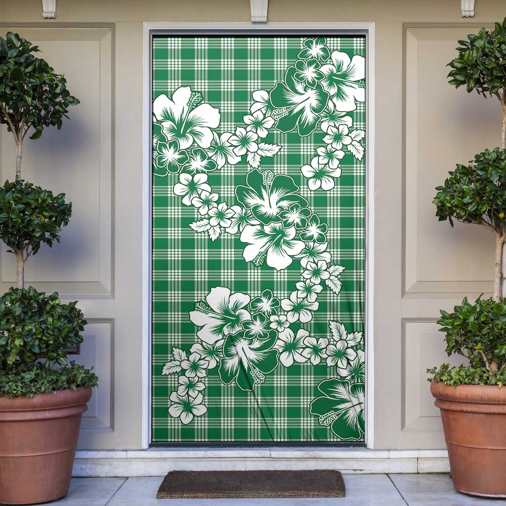 Hibiscus Pakala Emerald Green Door Cover Tropical Floral Stylized - Polynesian Pride