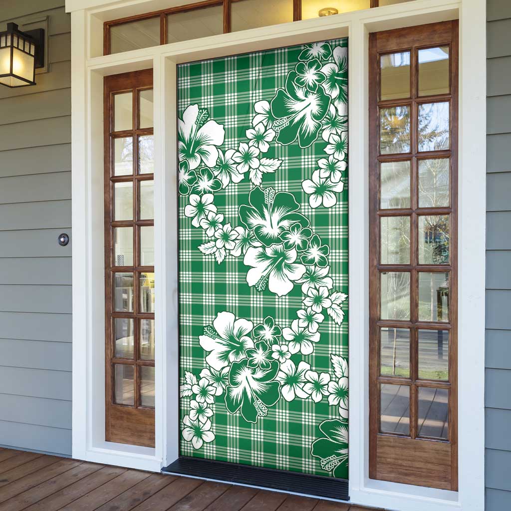 Hibiscus Pakala Emerald Green Door Cover Tropical Floral Stylized - Polynesian Pride