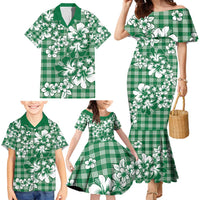Hibiscus Pakala Emerald Green Family Matching Mermaid Dress and Hawaiian Shirt Tropical Floral Stylized - Polynesian Pride