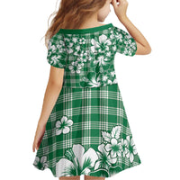 Hibiscus Pakala Emerald Green Family Matching Off The Shoulder Long Sleeve Dress and Hawaiian Shirt Tropical Floral Stylized - Polynesian Pride