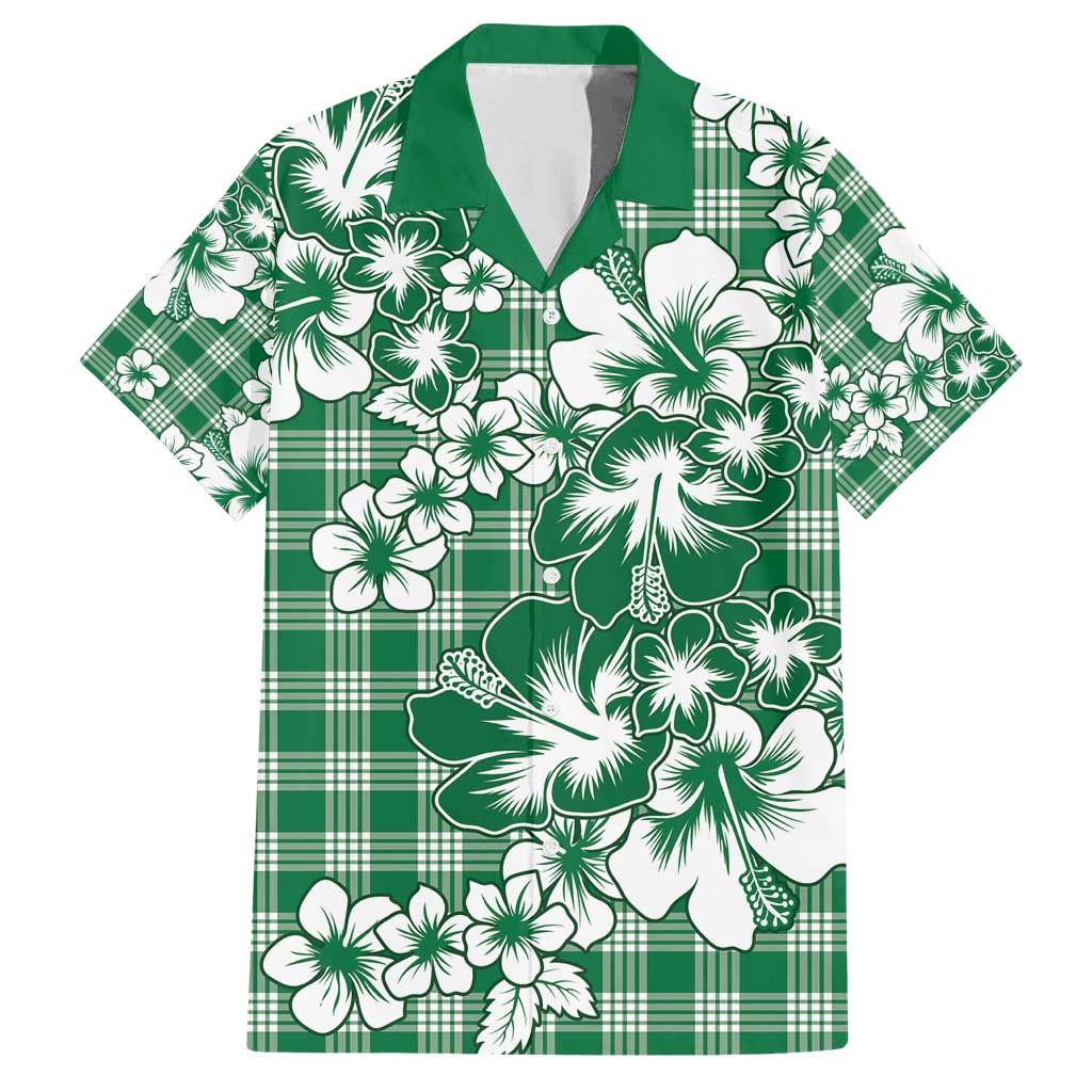 Hibiscus Pakala Emerald Green Family Matching Summer Maxi Dress and Hawaiian Shirt Tropical Floral Stylized - Polynesian Pride