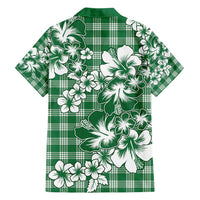 Hibiscus Pakala Emerald Green Family Matching Tank Maxi Dress and Hawaiian Shirt Tropical Floral Stylized - Polynesian Pride