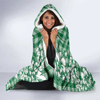 Hibiscus Pakala Emerald Green Hooded Blanket Tropical Floral Stylized - Polynesian Pride