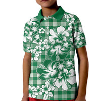 Hibiscus Pakala Emerald Green Kid Polo Shirt Tropical Floral Stylized - Polynesian Pride