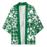 Hibiscus Pakala Emerald Green Kimono Tropical Floral Stylized - Polynesian Pride