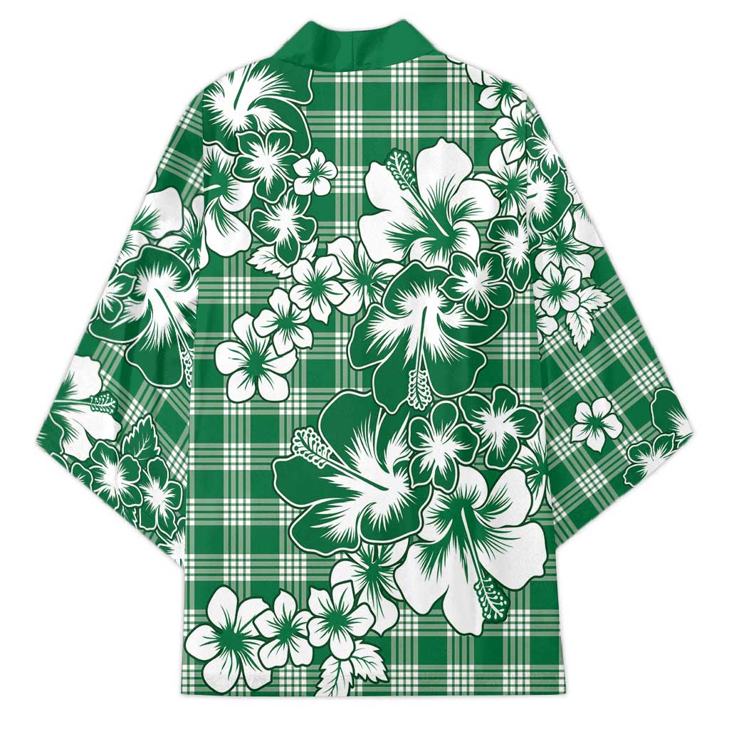 Hibiscus Pakala Emerald Green Kimono Tropical Floral Stylized - Polynesian Pride