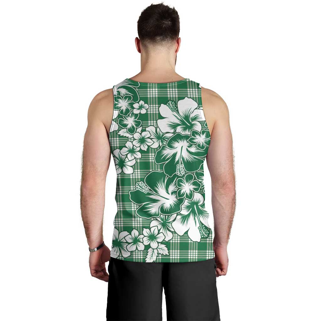 Hibiscus Pakala Emerald Green Men Tank Top Tropical Floral Stylized - Polynesian Pride