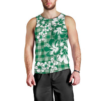 Hibiscus Pakala Emerald Green Men Tank Top Tropical Floral Stylized - Polynesian Pride