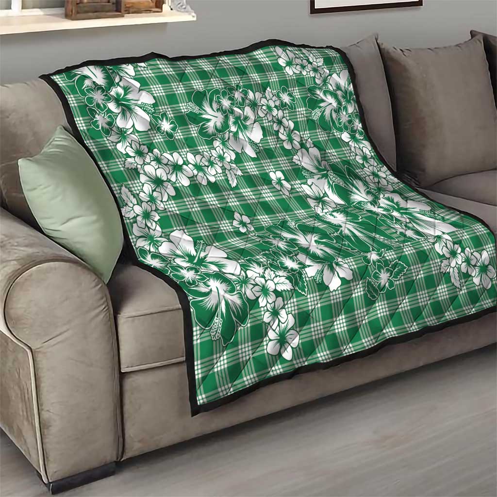 Hibiscus Pakala Emerald Green Quilt Tropical Floral Stylized - Polynesian Pride
