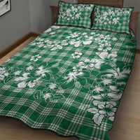 Hibiscus Pakala Emerald Green Quilt Bed Set Tropical Floral Stylized - Polynesian Pride