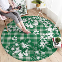 Hibiscus Pakala Emerald Green Round Carpet Tropical Floral Stylized - Polynesian Pride