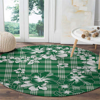 Hibiscus Pakala Emerald Green Round Carpet Tropical Floral Stylized - Polynesian Pride