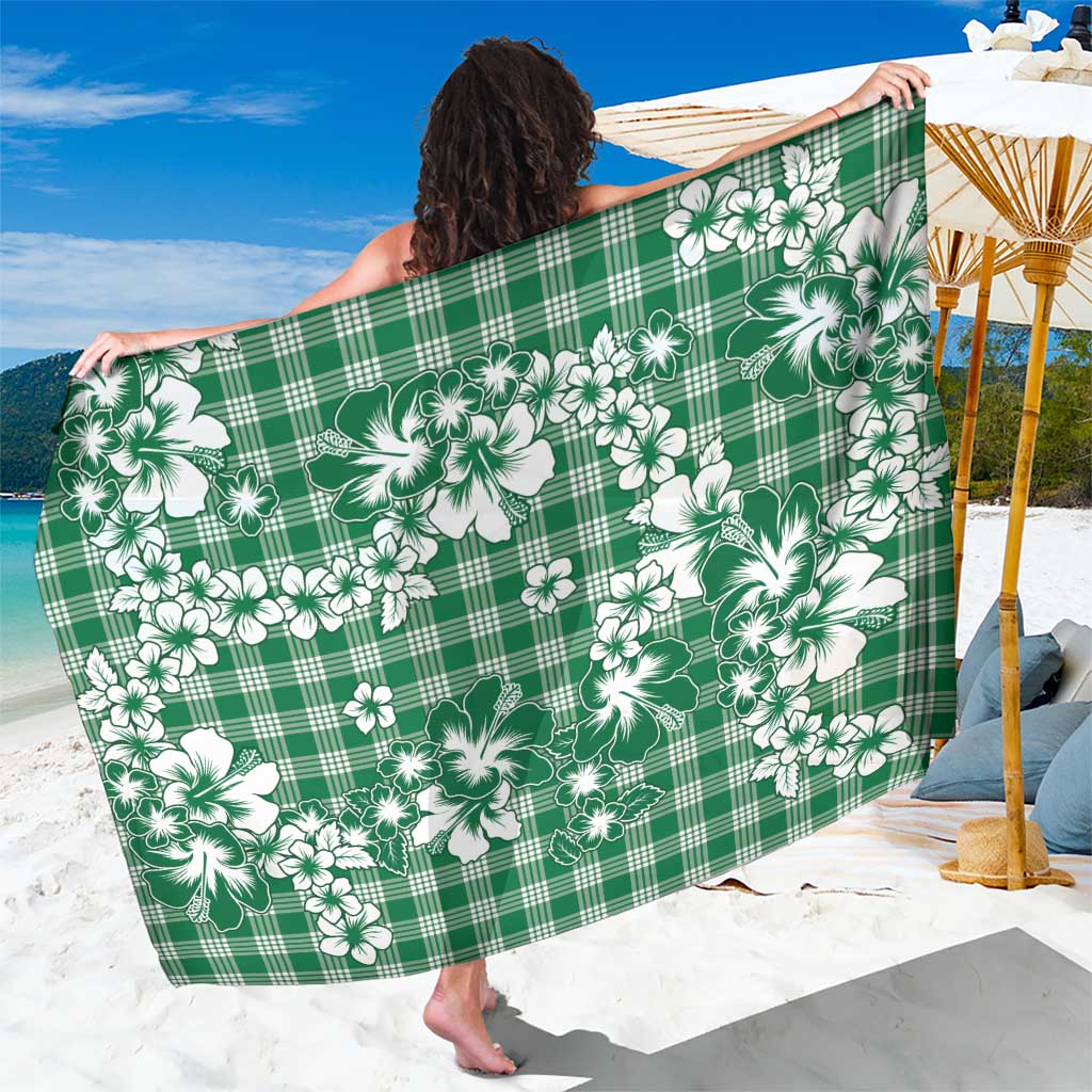 Hibiscus Pakala Emerald Green Sarong Tropical Floral Stylized - Polynesian Pride