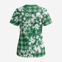 Hibiscus Pakala Emerald Green Scrub Top Tropical Floral Stylized - Polynesian Pride