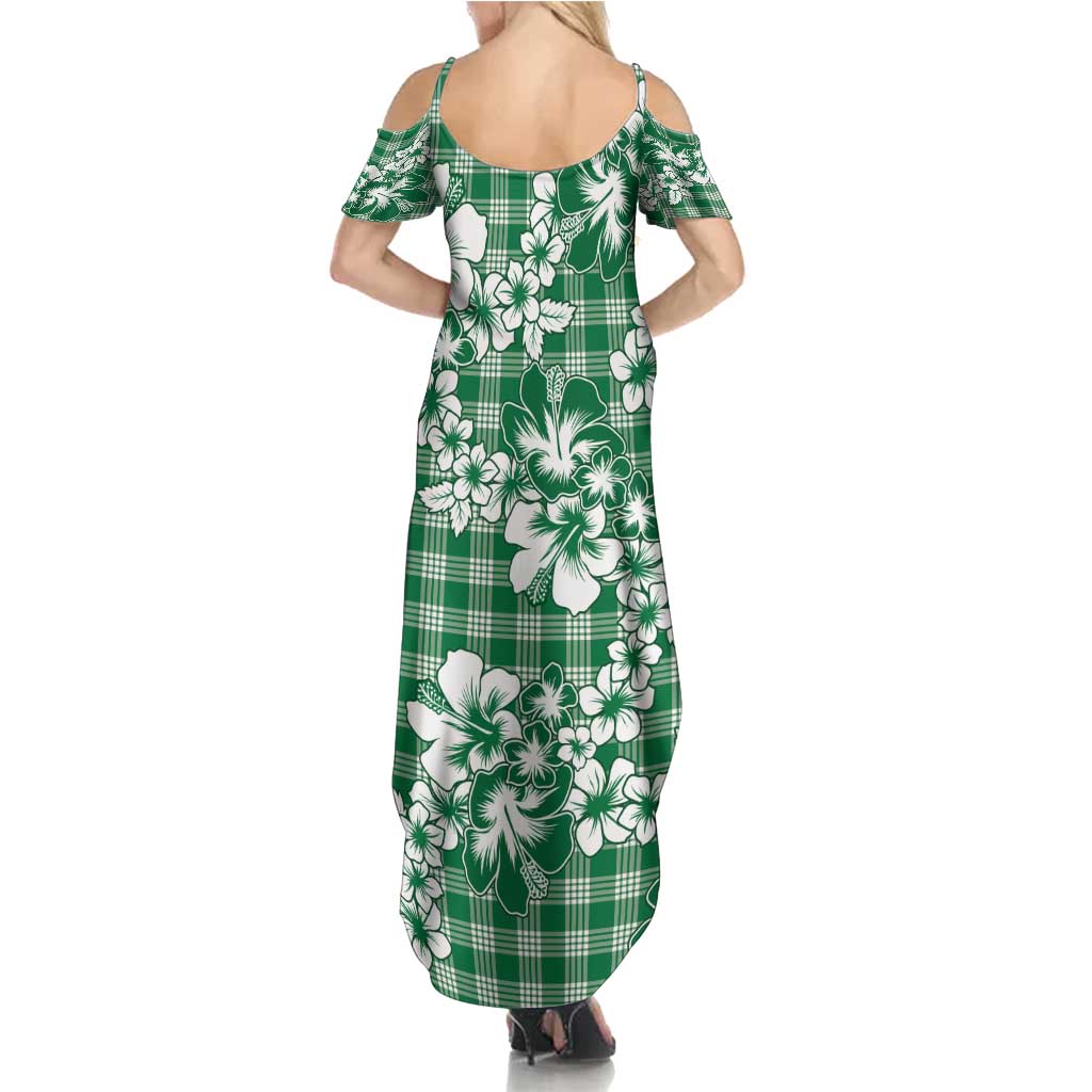 Hibiscus Pakala Emerald Green Summer Maxi Dress Tropical Floral Stylized - Polynesian Pride