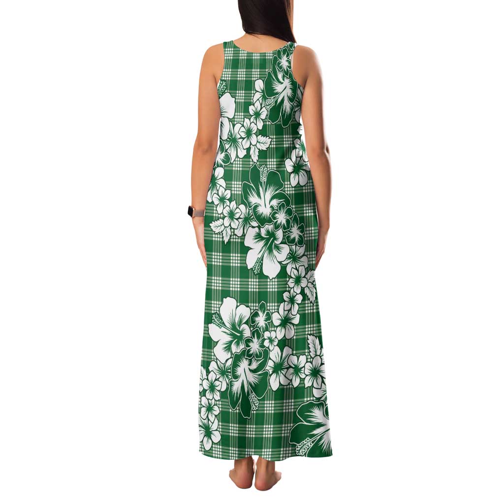 Hibiscus Pakala Emerald Green Tank Maxi Dress Tropical Floral Stylized - Polynesian Pride