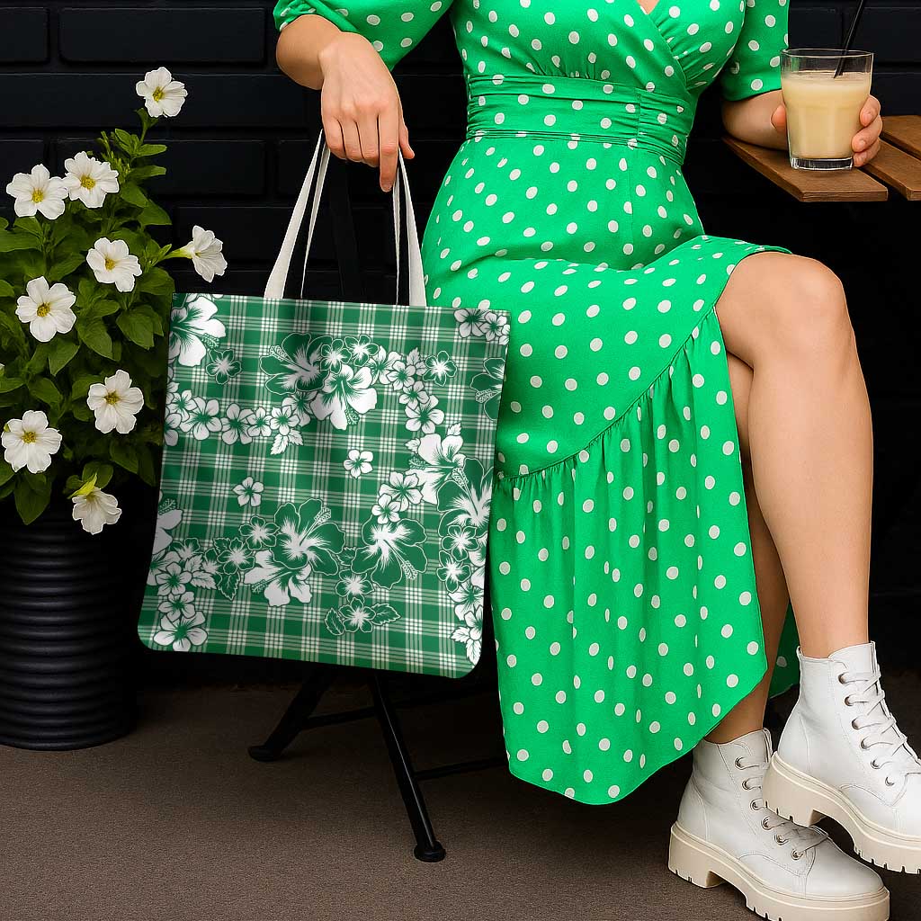 Hibiscus Pakala Emerald Green Tote Bag Tropical Floral Stylized - Polynesian Pride