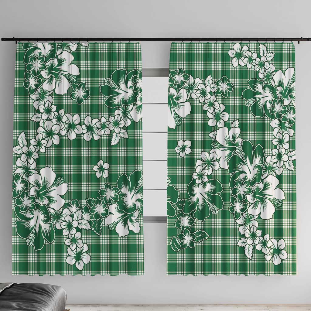 Hibiscus Pakala Emerald Green Window Curtain Tropical Floral Stylized - Polynesian Pride