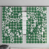 Hibiscus Pakala Emerald Green Window Curtain Tropical Floral Stylized - Polynesian Pride