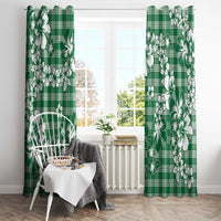 Hibiscus Pakala Emerald Green Window Curtain Tropical Floral Stylized - Polynesian Pride