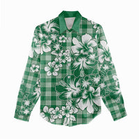 Hibiscus Pakala Emerald Green Women Casual Shirt Tropical Floral Stylized LT01 - Polynesian Pride