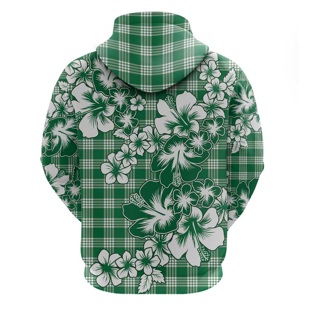 Hibiscus Pakala Emerald Green Zip Hoodie Tropical Floral Stylized - Polynesian Pride