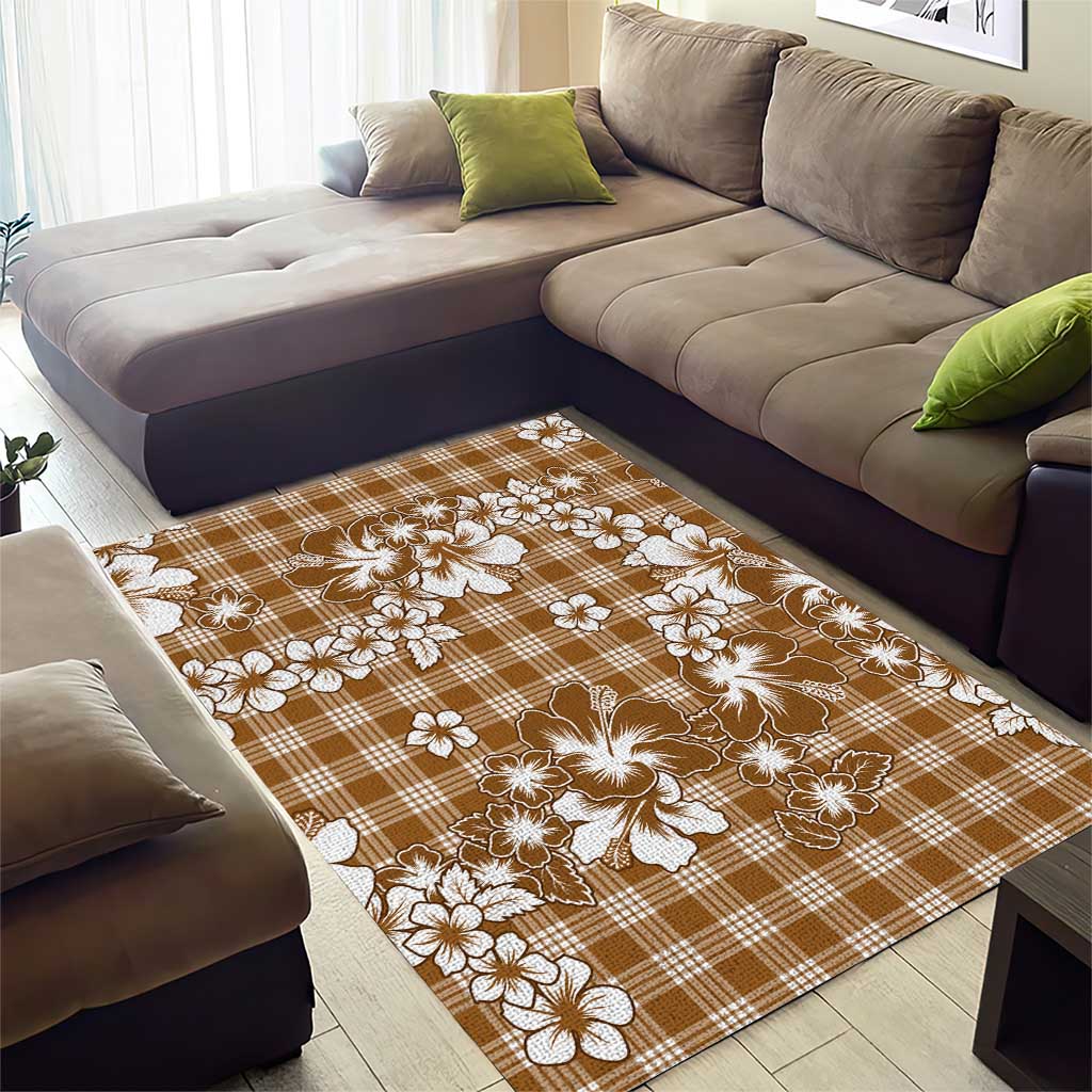 Hibiscus Pakala Bronze Brown Area Rug Tropical Floral Stylized - Polynesian Pride