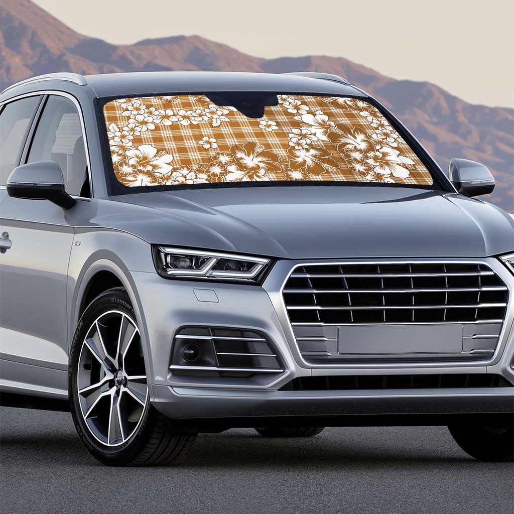 Hibiscus Pakala Bronze Brown Auto Sun Shade Tropical Floral Stylized - Polynesian Pride