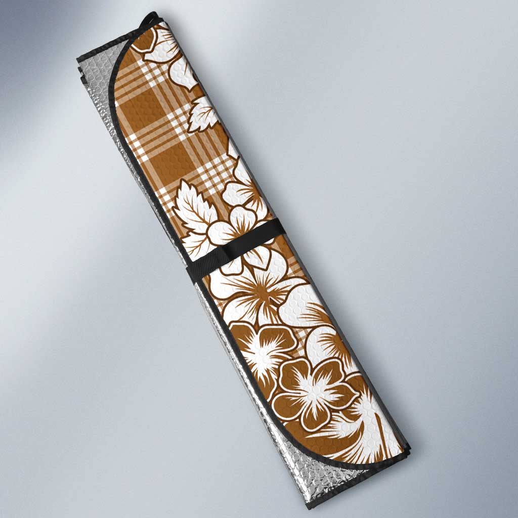 Hibiscus Pakala Bronze Brown Auto Sun Shade Tropical Floral Stylized - Polynesian Pride