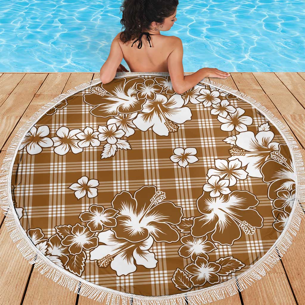 Hibiscus Pakala Bronze Brown Beach Blanket Tropical Floral Stylized - Polynesian Pride
