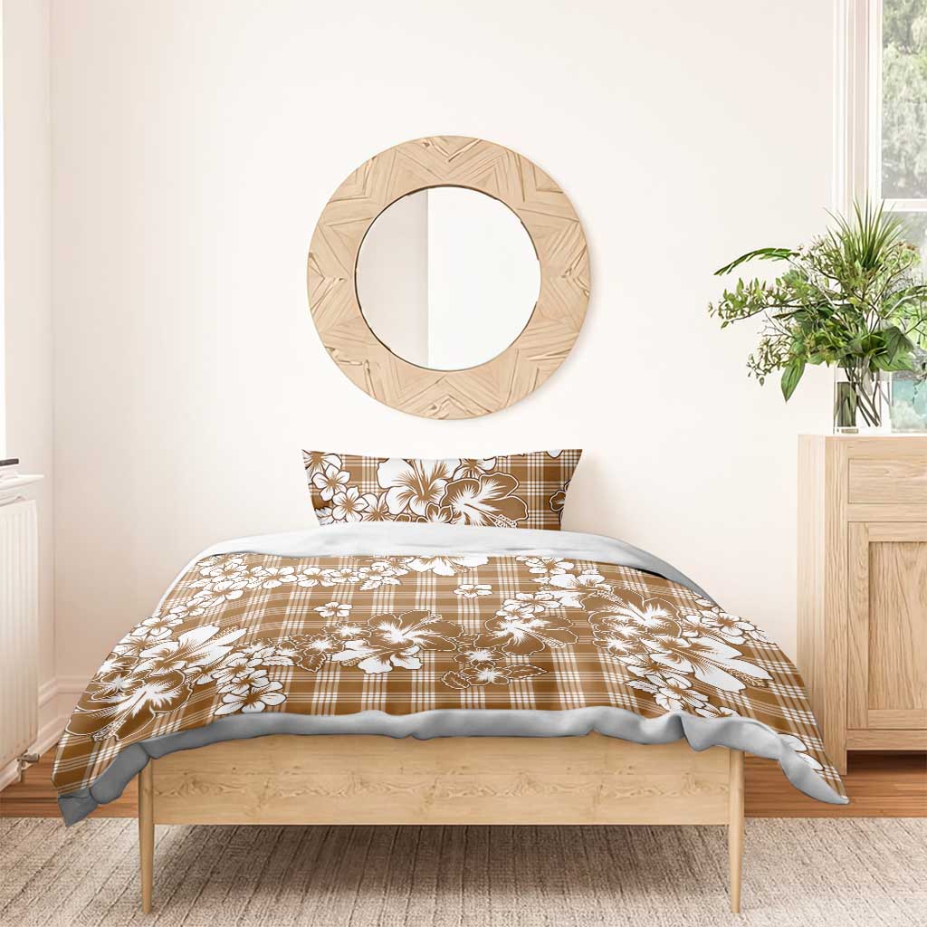 Hibiscus Pakala Bronze Brown Bedding Set Tropical Floral Stylized - Polynesian Pride