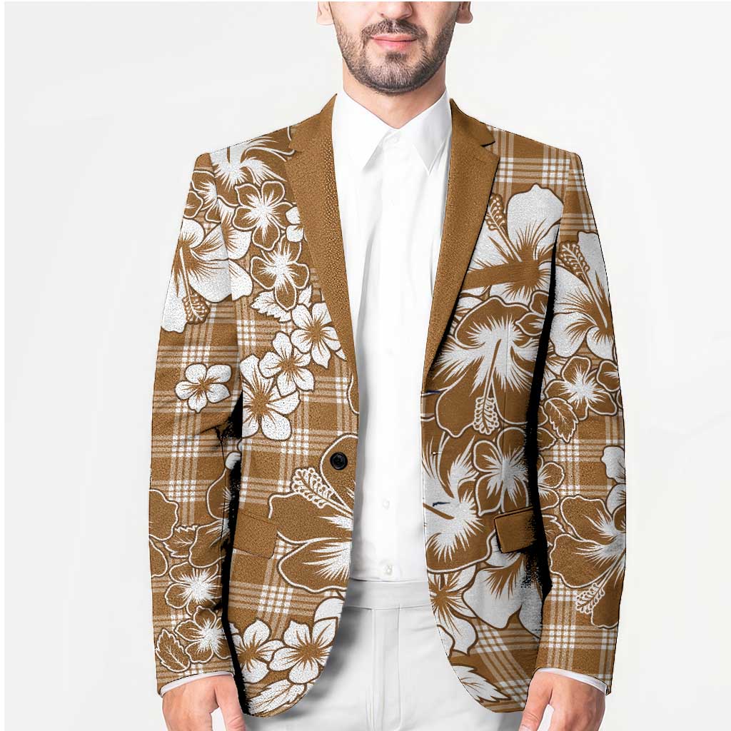 Hibiscus Pakala Bronze Brown Blazer Tropical Floral Stylized - Polynesian Pride