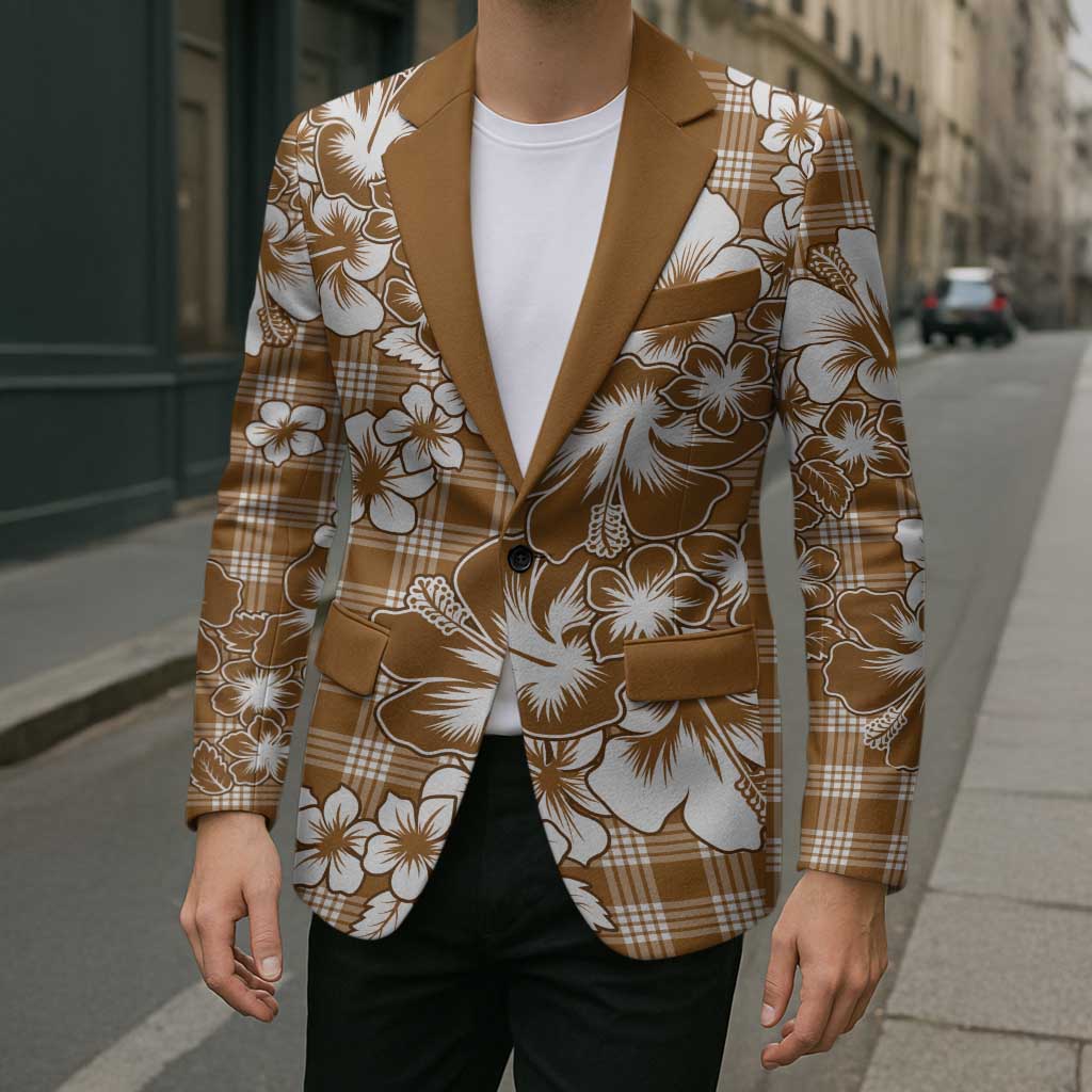 Hibiscus Pakala Bronze Brown Blazer Tropical Floral Stylized - Polynesian Pride
