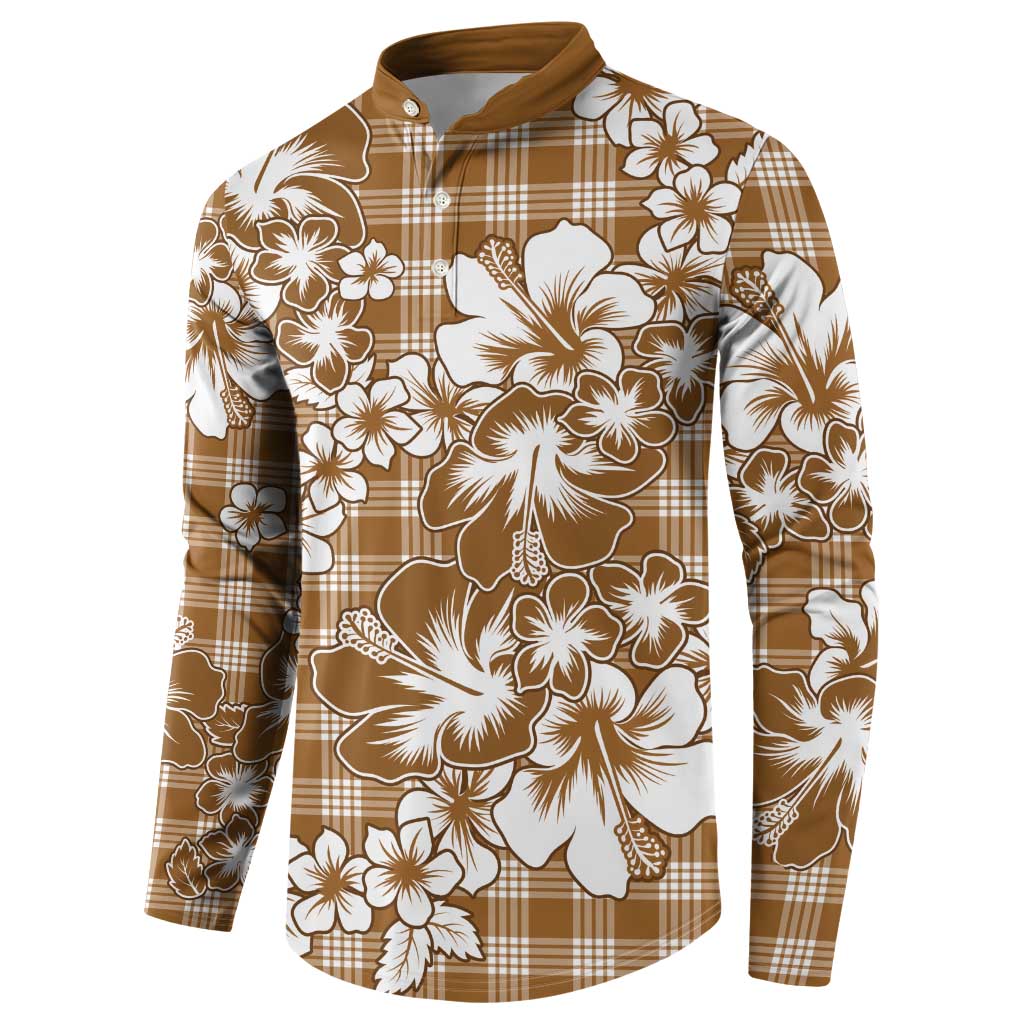 Hibiscus Pakala Bronze Brown Button Sweatshirt Tropical Floral Stylized - Polynesian Pride