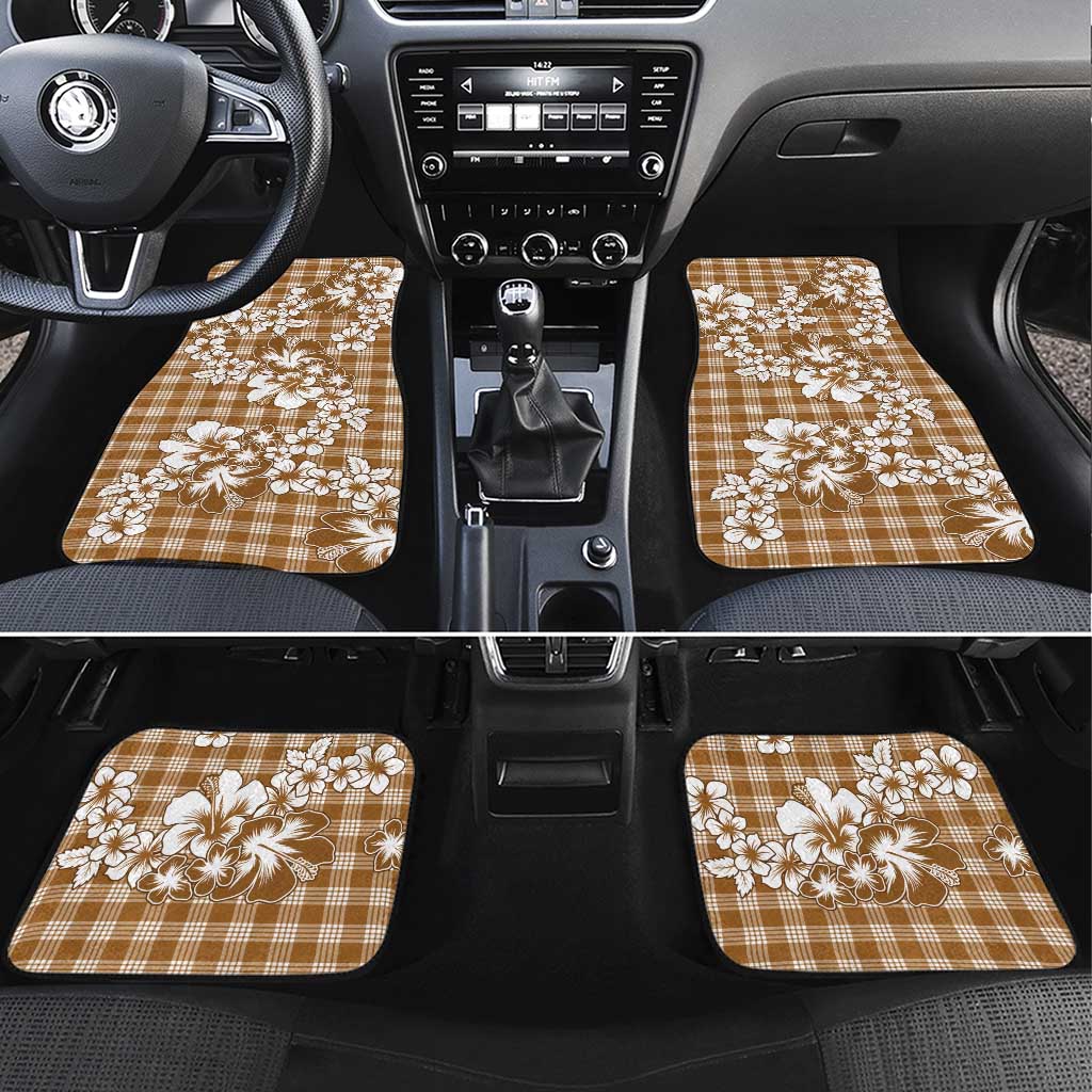 Hibiscus Pakala Bronze Brown Car Mats Tropical Floral Stylized - Polynesian Pride