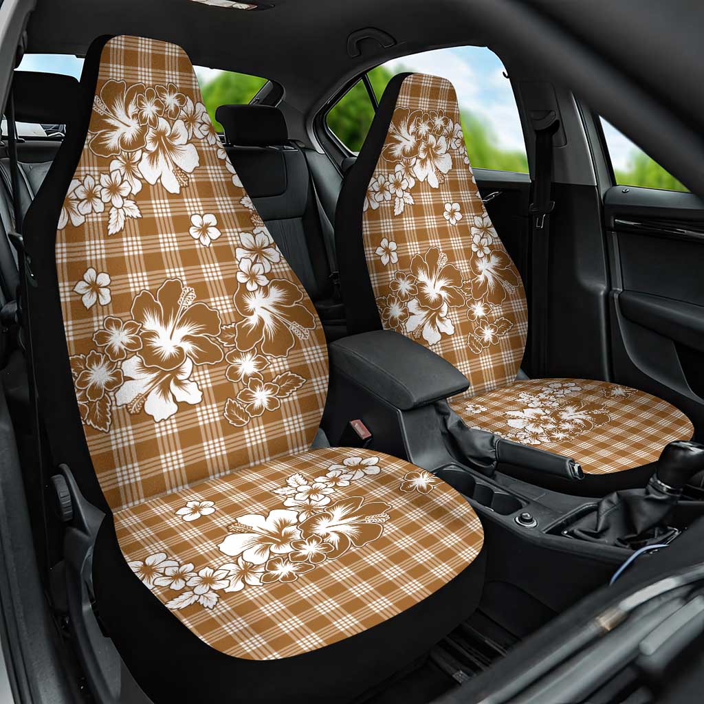 Hibiscus Pakala Bronze Brown Car Seat Cover Tropical Floral Stylized - Polynesian Pride