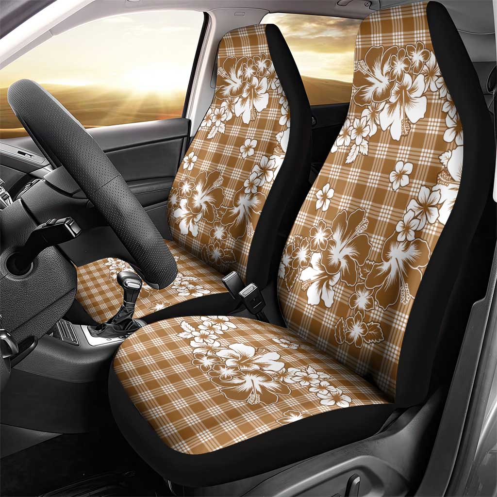 Hibiscus Pakala Bronze Brown Car Seat Cover Tropical Floral Stylized - Polynesian Pride