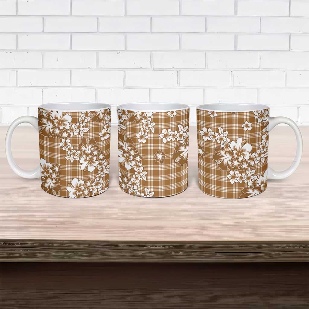Hibiscus Pakala Bronze Brown Ceramic Mug Tropical Floral Stylized - Polynesian Pride