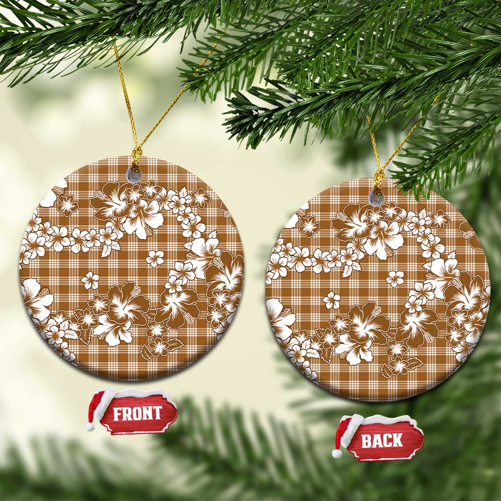 Hibiscus Pakala Bronze Brown Ceramic Ornament Tropical Floral Stylized - Polynesian Pride