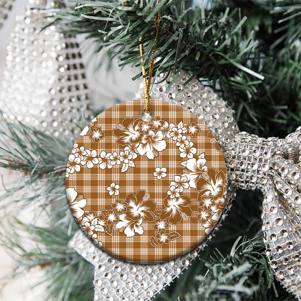 Hibiscus Pakala Bronze Brown Ceramic Ornament Tropical Floral Stylized - Polynesian Pride