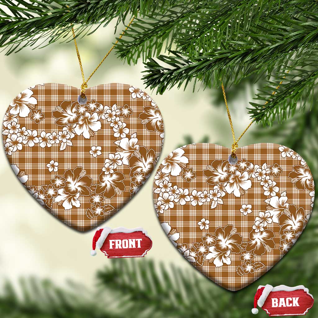 Hibiscus Pakala Bronze Brown Ceramic Ornament Tropical Floral Stylized - Polynesian Pride