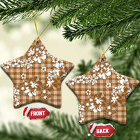 Hibiscus Pakala Bronze Brown Ceramic Ornament Tropical Floral Stylized - Polynesian Pride